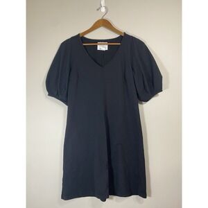 Velvet by Graham & Spencer Dress Womens SMALL Black V Neck Puff Sleeve Shift EUC